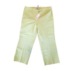 Sigrid Olsen 14 Lime‎ Green Crop Pant Women's Beach Lagenlook Pool NWT RV $78